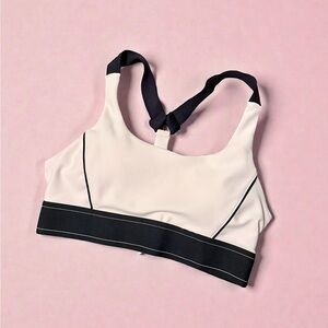 Elegant Dark Blue and Cream Sports Bra